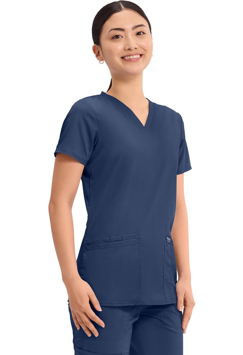 Cherokee Women's V-Neck Top, Navy, Large - Image 5